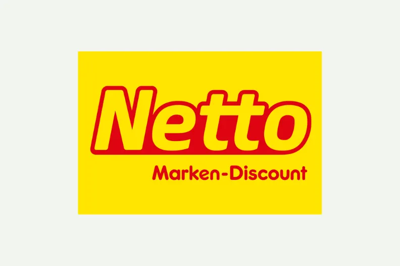 Logo Netto Marken-Discount, roter Schriftzug auf gelbem Grund, Kunde der Case Study von collana